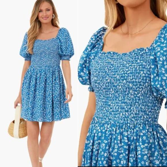 NWT Tuckernuck Hyacinth House Pai Mini Dress Women’s XS Blue Ditsy Floral - Picture 1 of 8